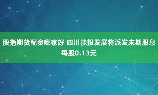 股指期货配资哪家好 四川能投发展将派发末期股息每股0.13元
